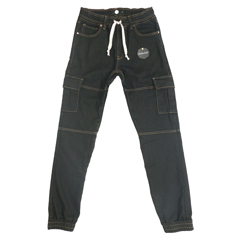 DRAWSTRING 7-POCKET CARGO JOGGER 10 oz. STRETCH TERRY - BLACK