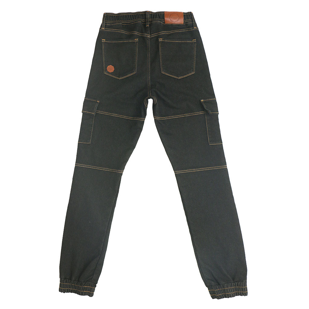 DRAWSTRING 7-POCKET CARGO JOGGER 10 oz. STRETCH TERRY - BLACK