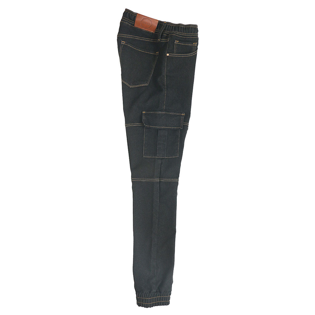 DRAWSTRING 7-POCKET CARGO JOGGER 10 oz. STRETCH TERRY - BLACK