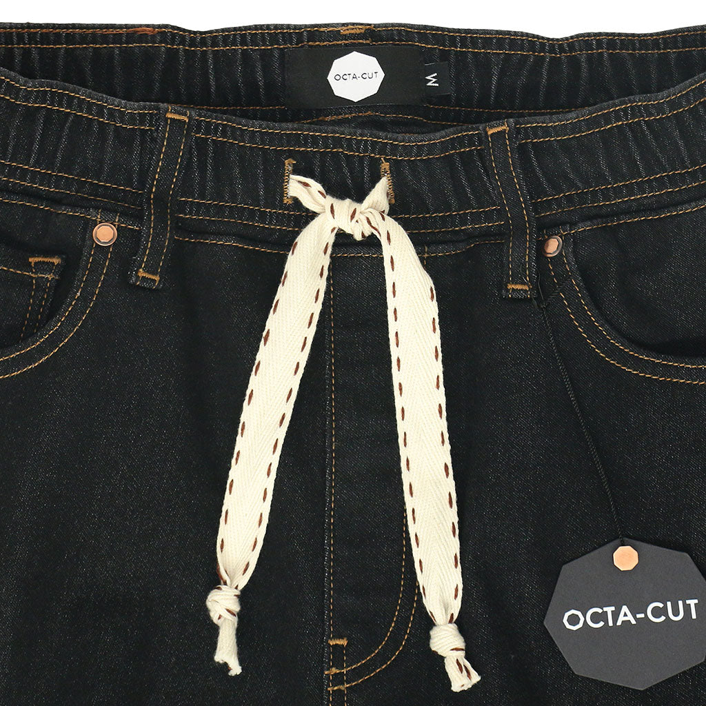 DRAWSTRING 7-POCKET CARGO JOGGER 10 oz. STRETCH TERRY - BLACK