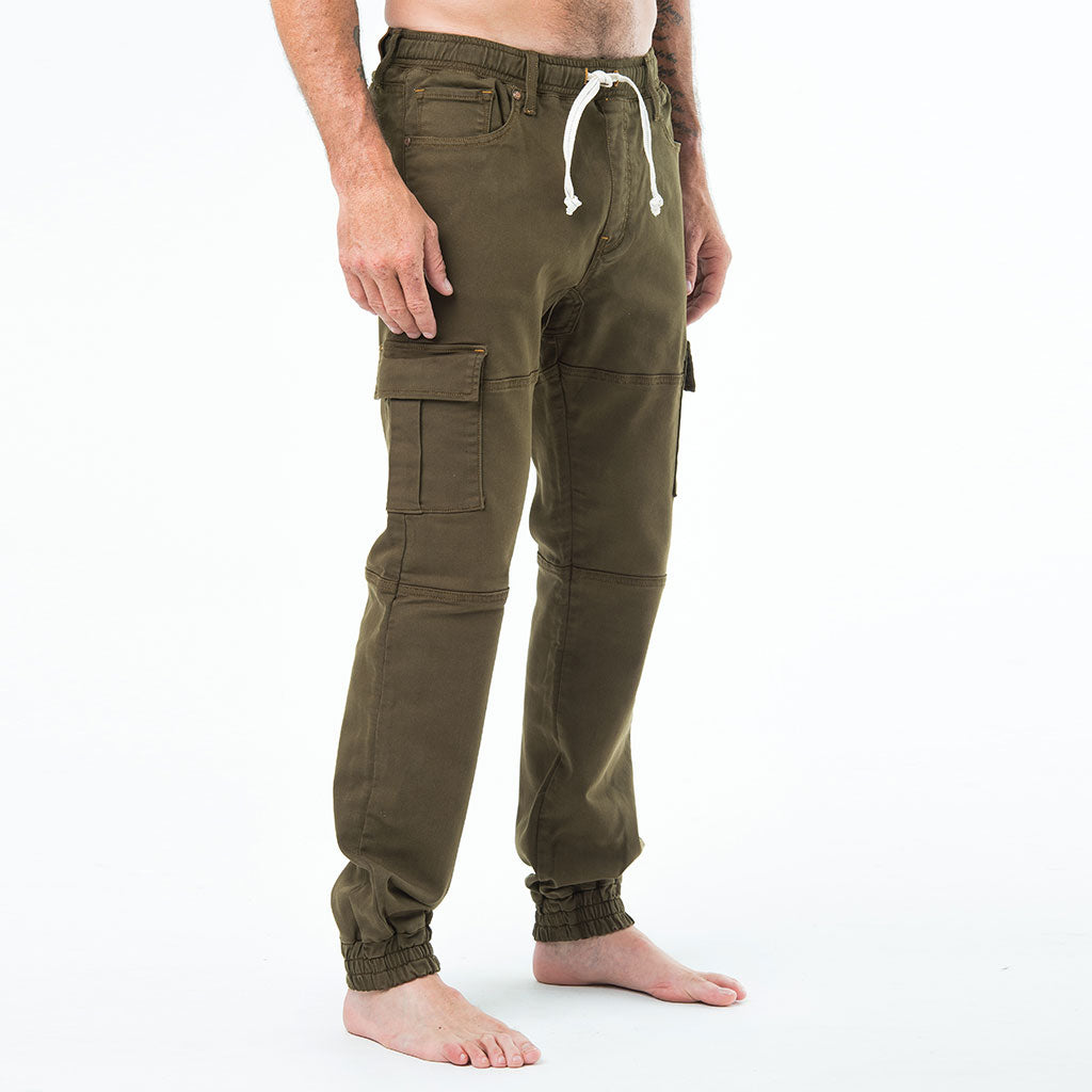 DRAWSTRING 7-POCKET CARGO JOGGER 10 oz STRETCH TERRY - BEECH