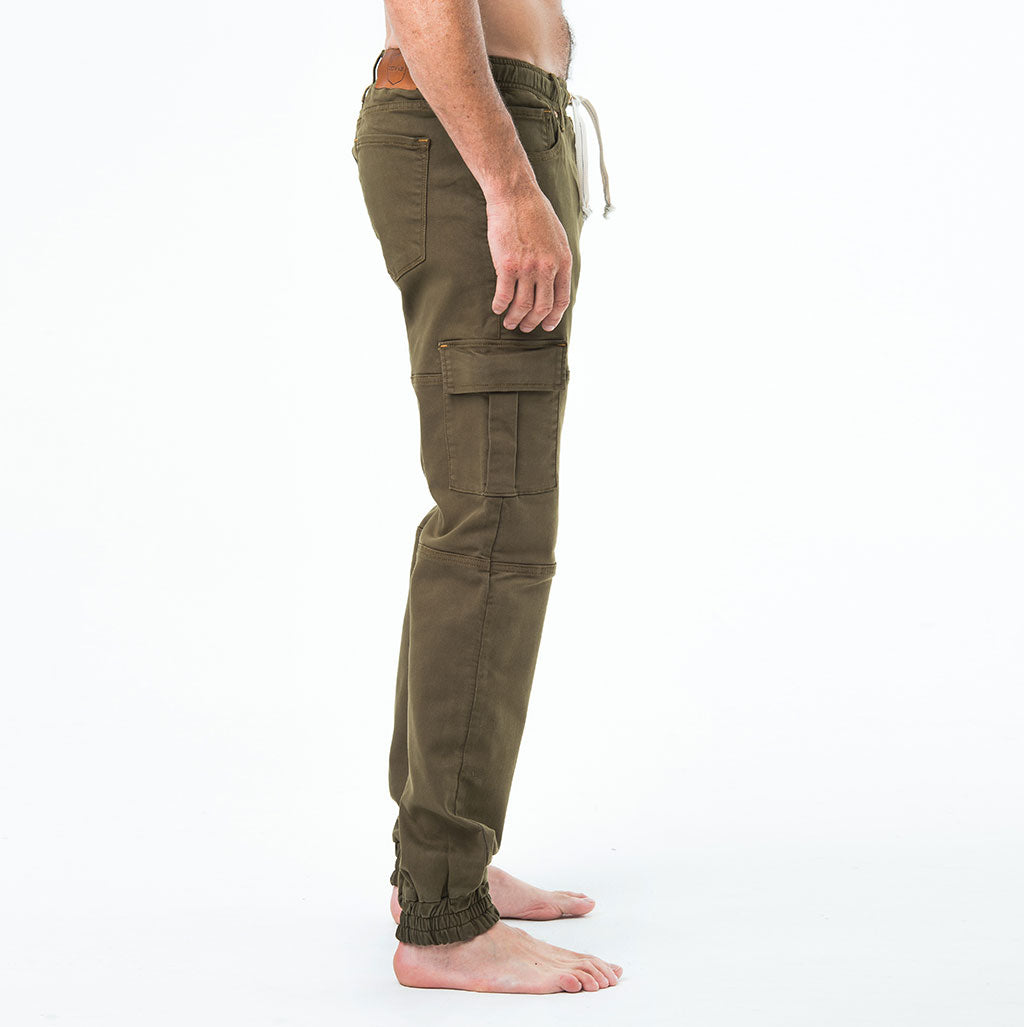 DRAWSTRING 7-POCKET CARGO JOGGER 10 oz STRETCH TERRY - BEECH